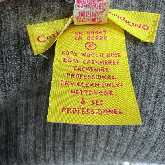 CATHERINE MALANDRINO GRAY WOOL & CASHMERE RIBBED KNIT OPEN CARDIGAN WITH FRINGE - Picture 13 of 13